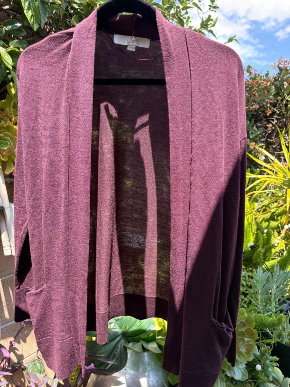 LOFT Plum Open-Front Cardigan Sweater